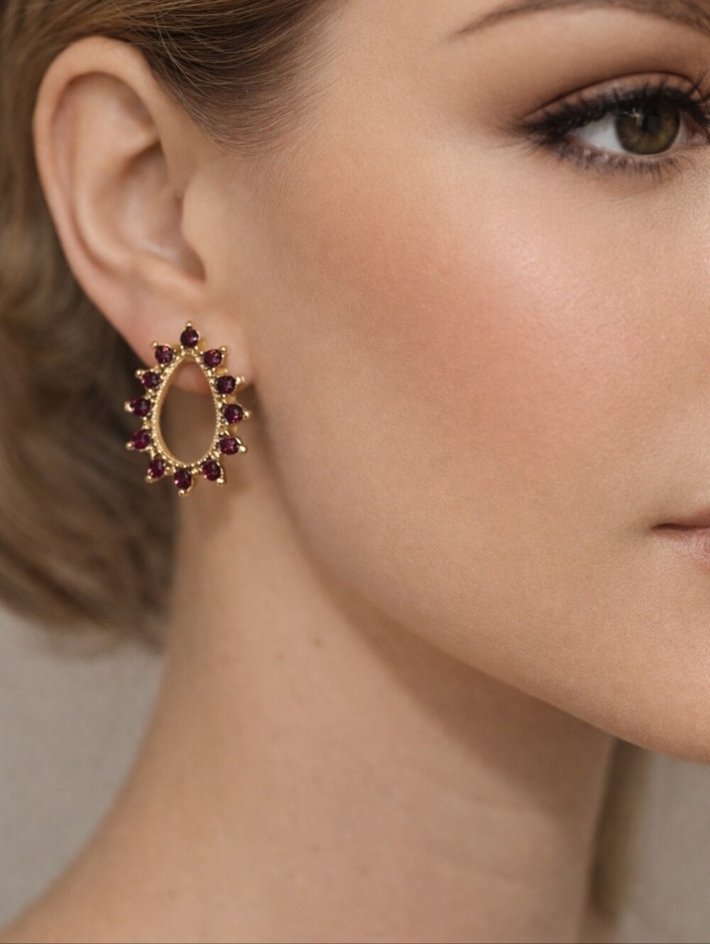 CROFT & BARROW, Women's Polished Gold-tone Hoop Pink Crystals  Stud Earrings